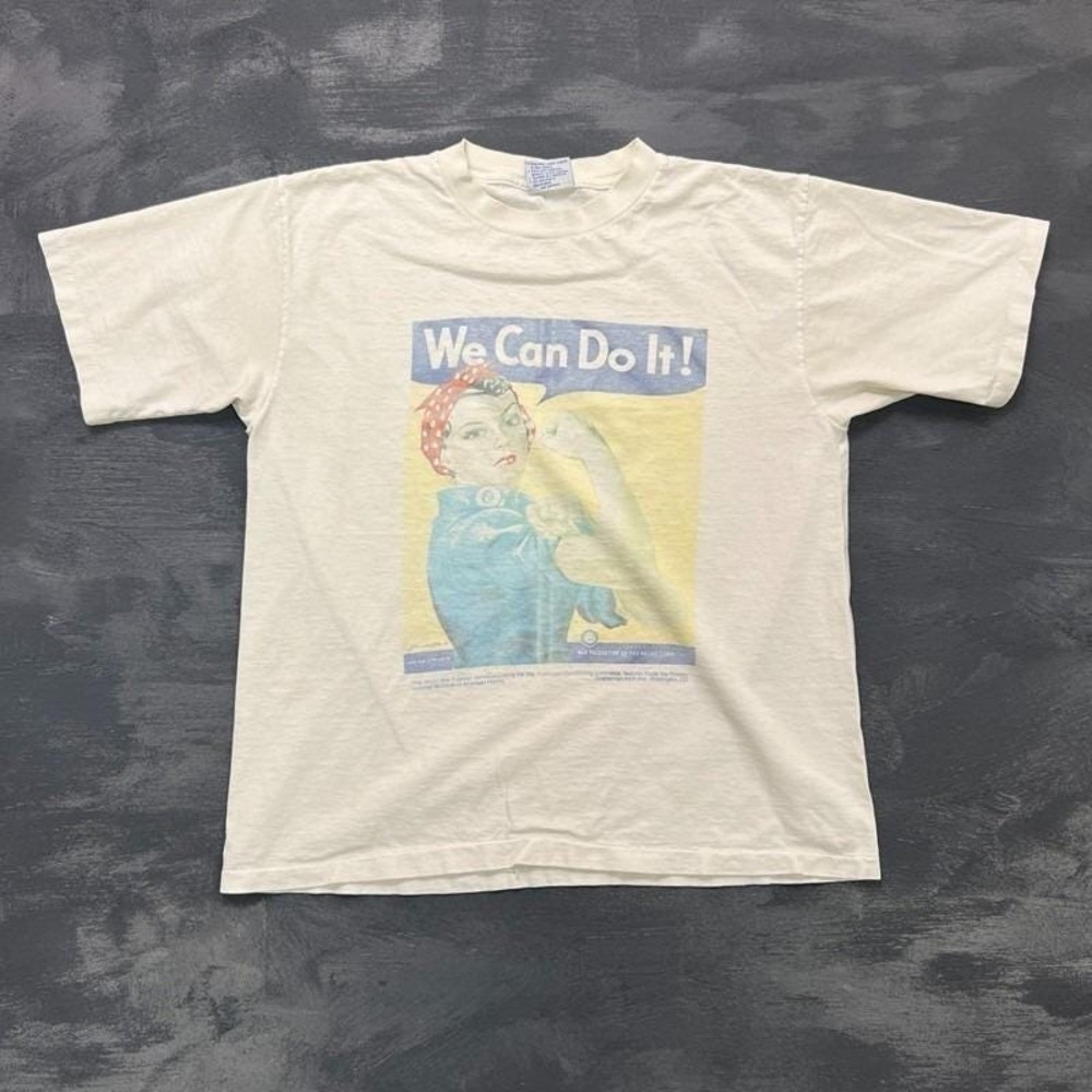 Vintage Rosie The Riveter Shirt Mens Large White 1990s We Can Do It